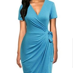 V neck casual party wrap dress
